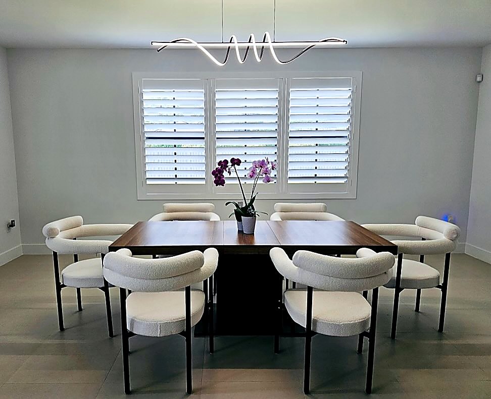 Plantation shutters modern dining room